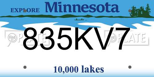 835KV7 Minnesota License Plate