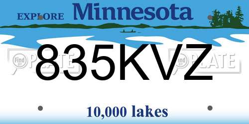 835KVZ Minnesota License Plate