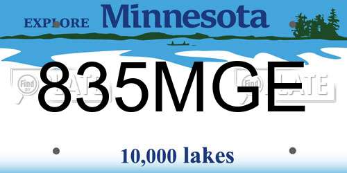 835MGE Minnesota License Plate