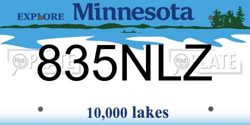 835NLZ Minnesota License Plate