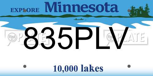 835PLV Minnesota License Plate