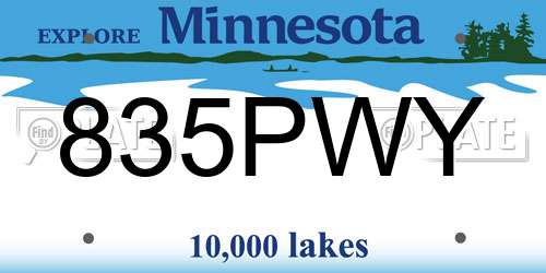 835PWY Minnesota License Plate