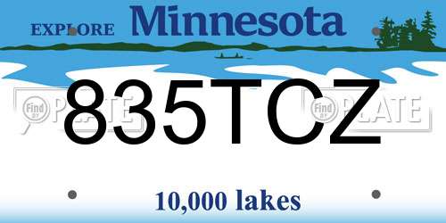 835TCZ Minnesota License Plate