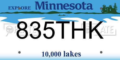 835THK Minnesota License Plate