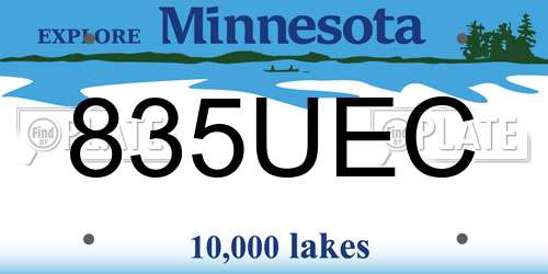 835UEC Minnesota License Plate