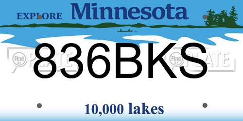 836BKS Minnesota License Plate