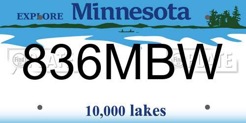836MBW Minnesota License Plate