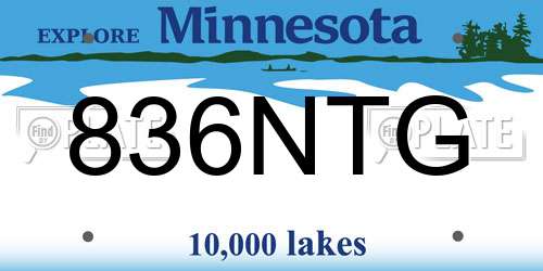 836NTG Minnesota License Plate