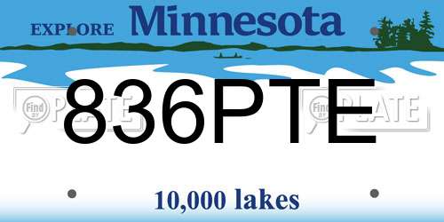 836PTE Minnesota License Plate