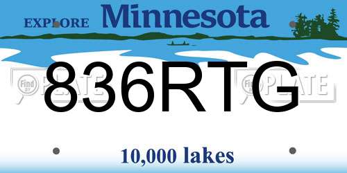 836RTG Minnesota License Plate