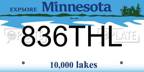 836THL Minnesota License Plate