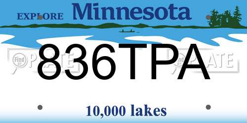 836TPA Minnesota License Plate