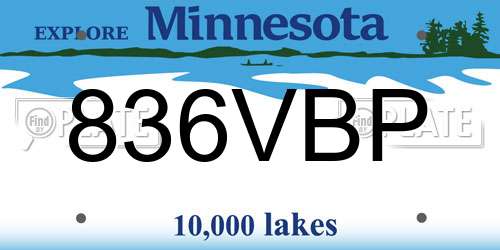 836VBP Minnesota License Plate