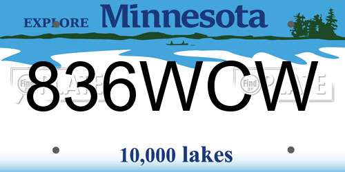 836WCW Minnesota License Plate
