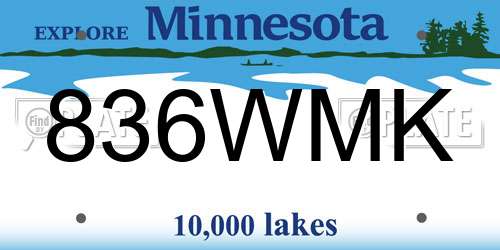 836WMK Minnesota License Plate