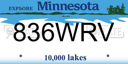 836WRV Minnesota License Plate