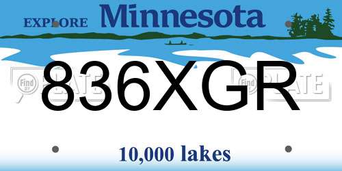 836XGR Minnesota License Plate