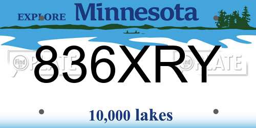 836XRY Minnesota License Plate
