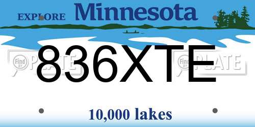836XTE Minnesota License Plate