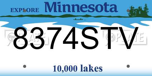 8374STV Minnesota License Plate