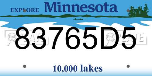 83765D5 Minnesota License Plate