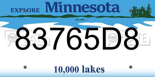 83765D8 Minnesota License Plate