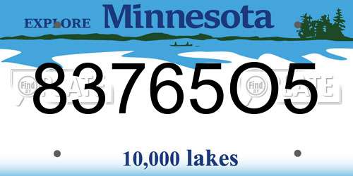 83765O5 Minnesota License Plate
