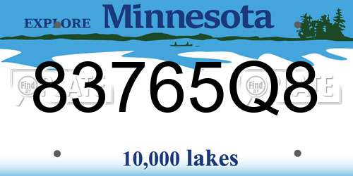 83765Q8 Minnesota License Plate
