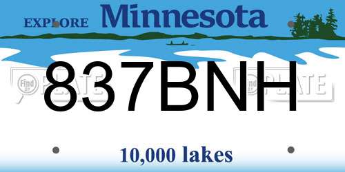 837BNH Minnesota License Plate