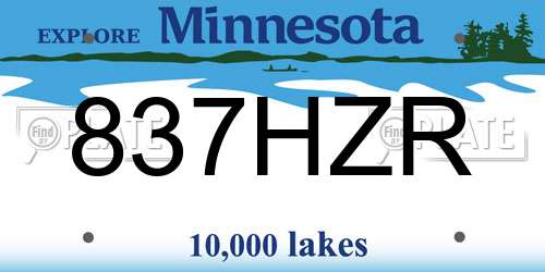 837HZR Minnesota License Plate