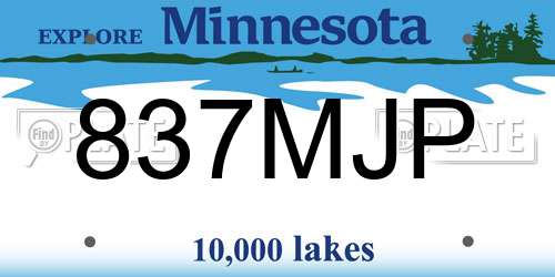837MJP Minnesota License Plate