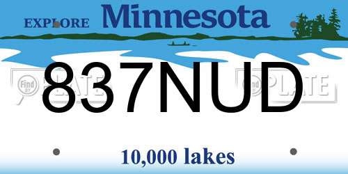 837NUD Minnesota License Plate