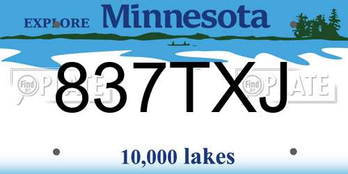 837TXJ Minnesota License Plate