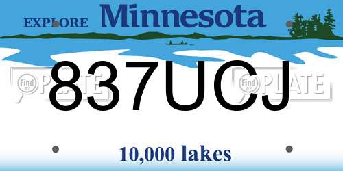 837UCJ Minnesota License Plate