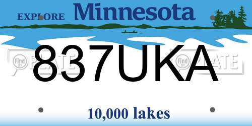 837UKA Minnesota License Plate