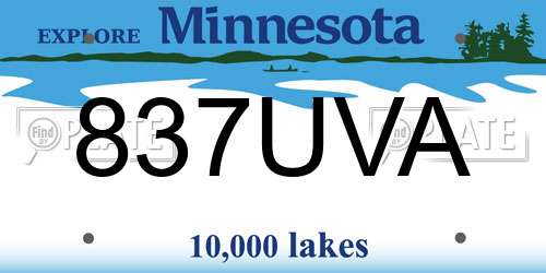 837UVA Minnesota License Plate