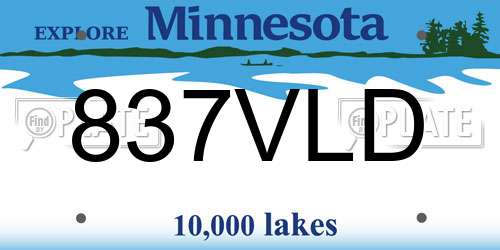 837VLD Minnesota License Plate