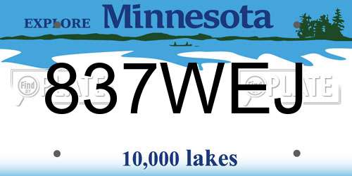 837WEJ Minnesota License Plate