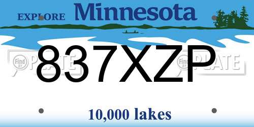 837XZP Minnesota License Plate