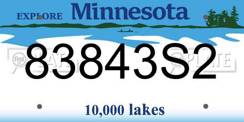 83843S2 Minnesota License Plate