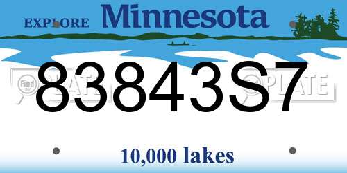 83843S7 Minnesota License Plate