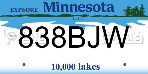 838BJW Minnesota License Plate