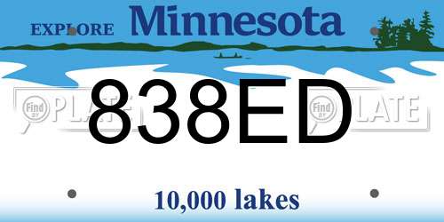 838ED Minnesota License Plate
