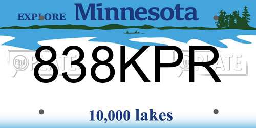 838KPR Minnesota License Plate