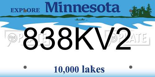 838KV2 Minnesota License Plate