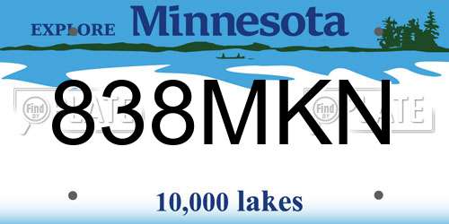 838MKN Minnesota License Plate