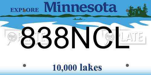 838NCL Minnesota License Plate