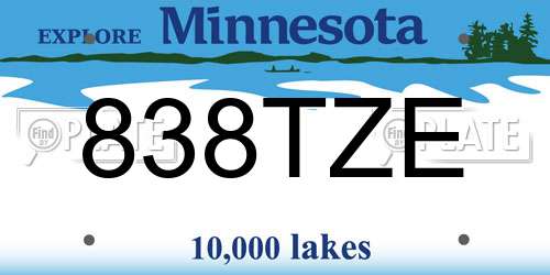 838TZE Minnesota License Plate