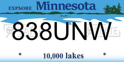 838UNW Minnesota License Plate