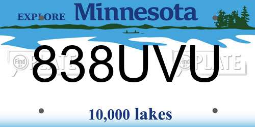 838UVU Minnesota License Plate